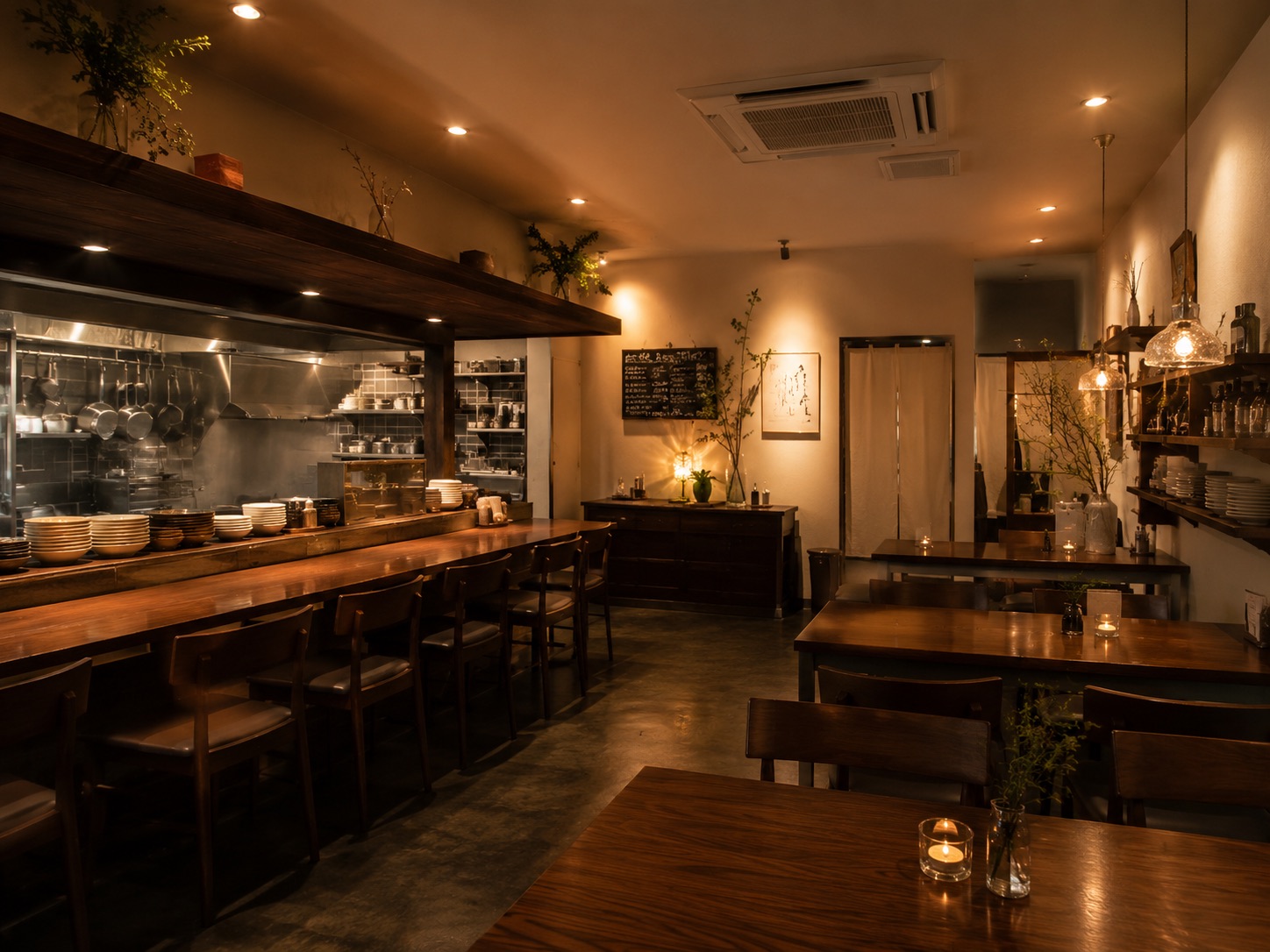 食堂まるやの店内